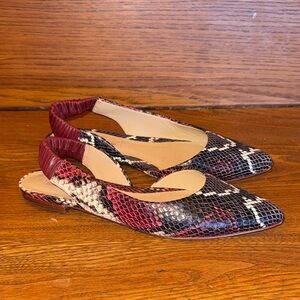 ANTONIO MELANI Red and Black Snakeskin Flats
